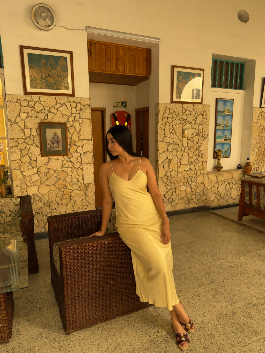 Vestido Eirene Seda Dorada