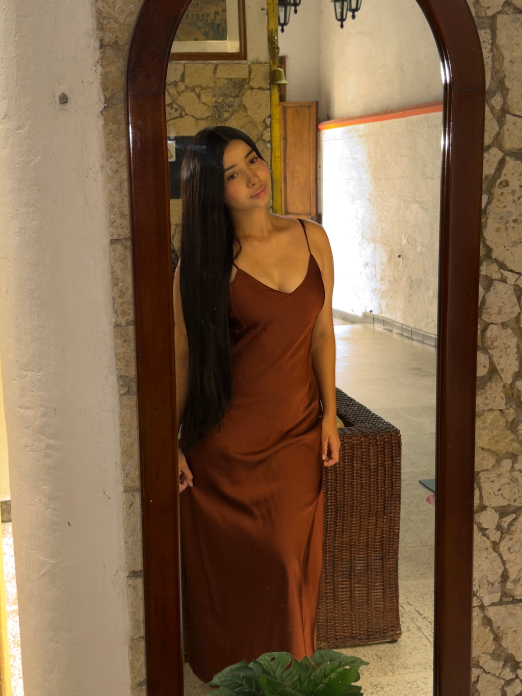 Vestido Eirene Bronce Terracota
