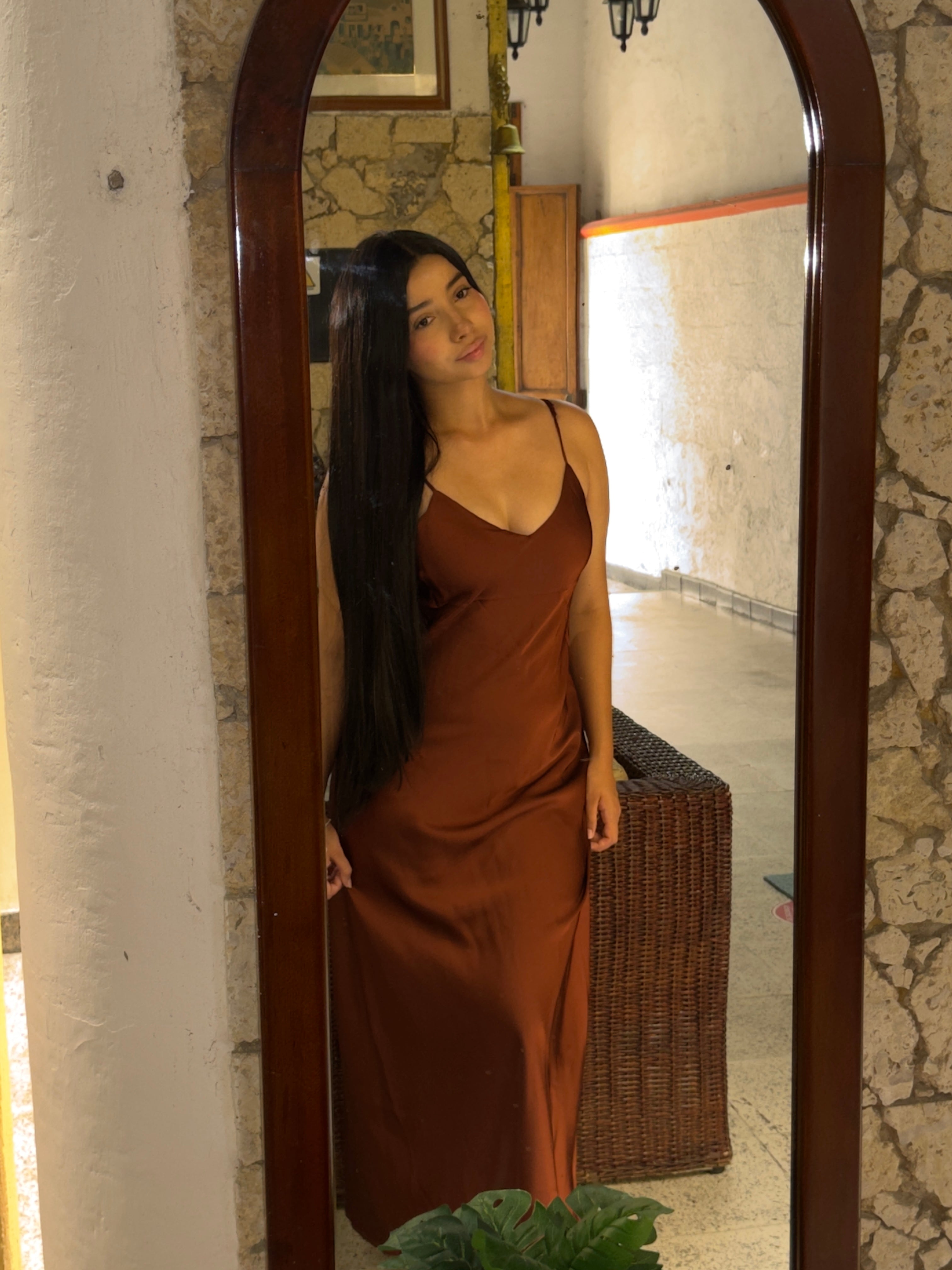 Vestido Eirene Bronce Terracota